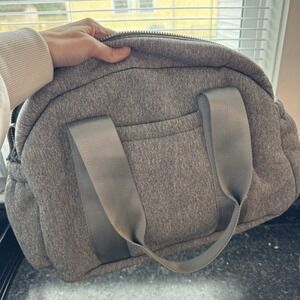 Danskin Rowan Neoprene Grey Gym Duffel Bag Shoulder Strap Pockets Active